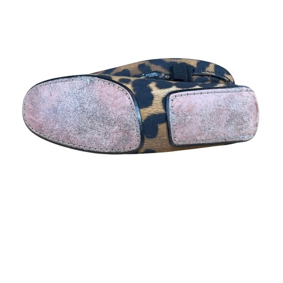 Giambattista Valli Leopard Print Leather Canvas Slip-On Flats Women's EU Size 37 - Picture 5 of 8